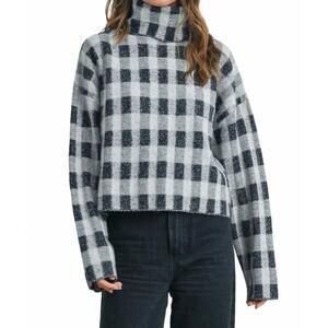 NEW BUTTERMELON sanders check turtleneck sweater top in grey